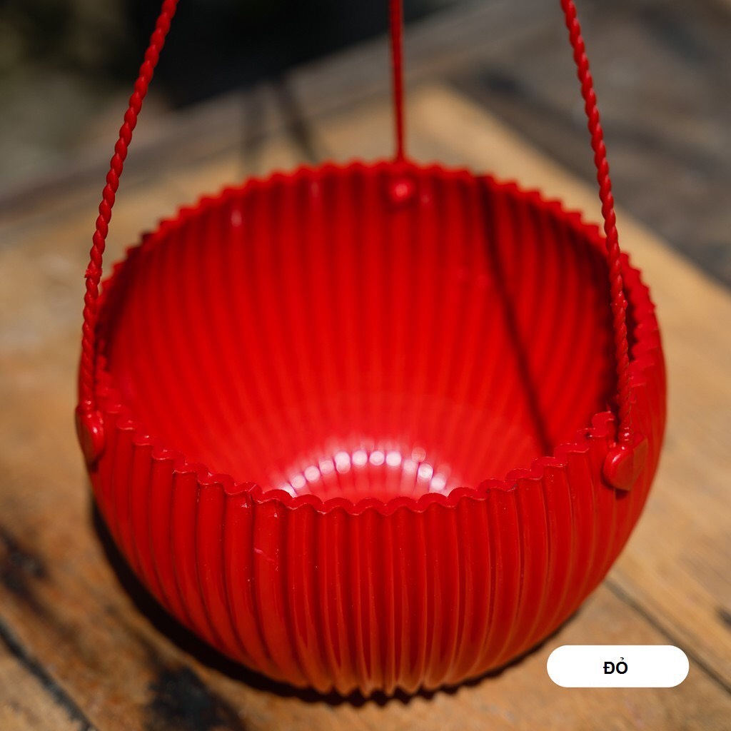 Chậu nhựa treo gân sọc trồng cây trồng hoa treo ban công kích thước 20x12cm