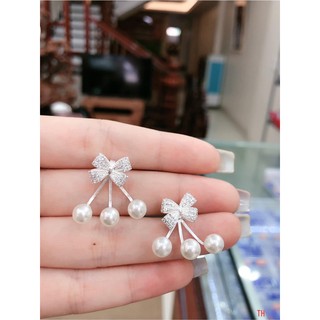 Bông tai nơ tiểu thư siêu xinh, có cả bạc và bạc xi vàng