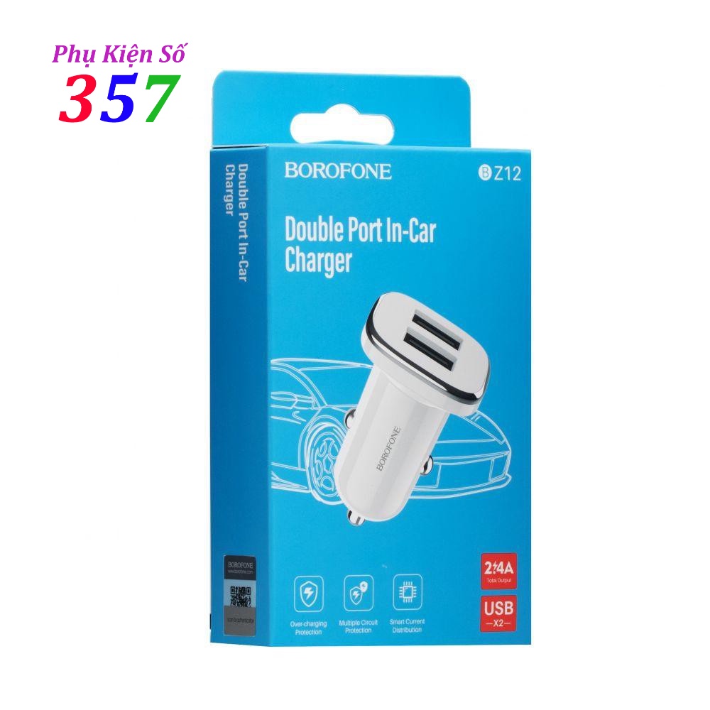 Sạc xe hơi Borofone BZ12 có 2 cổng USB