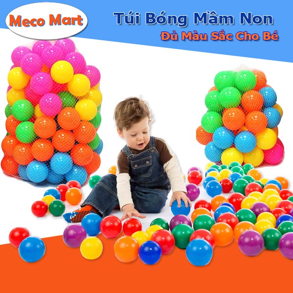 TÚI BÓNG MẦM NON SATO 50 Quả Hàng Việt Nam Nhựa An Toàn Cho Bé Từ 06 Tháng - Bóng Nhựa 8cm Nhiều Màu Sắc Cho Bé Vui Chơi