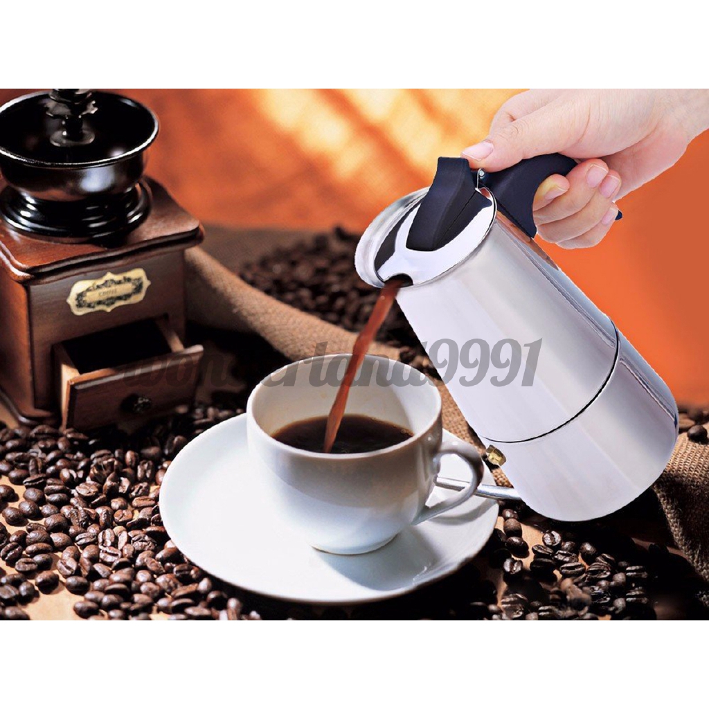 Máy Pha Cà Phê Espresso Moka Chất Liệu Thép Không Gỉ