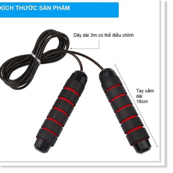 Dây nhảy tập thể dục thể thao lõi cáp cao cấp tập thể lực giảm cân giảm mỡ bụng đốt cháy calo, tập luyên kickbox, boxing