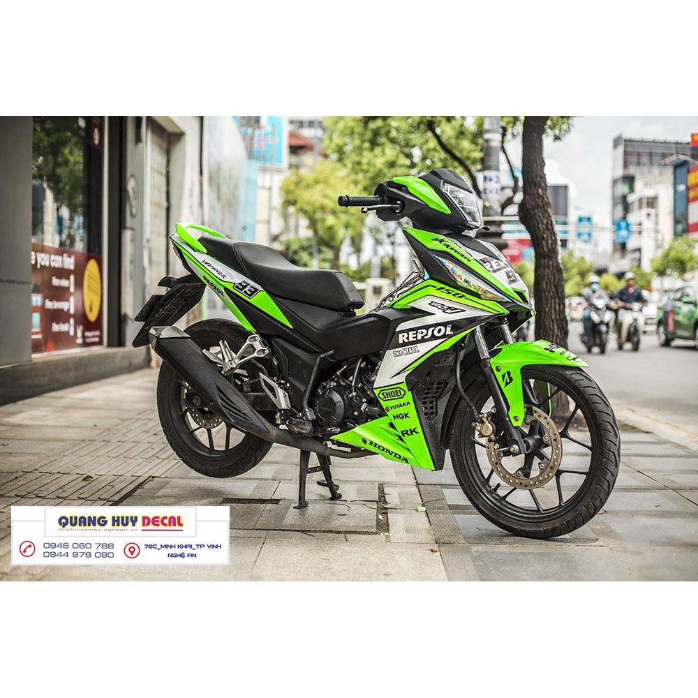 Tem trùm winner 150 xanh lá đen trắng, độ team decal xe dán phủ dàn áo đẹp