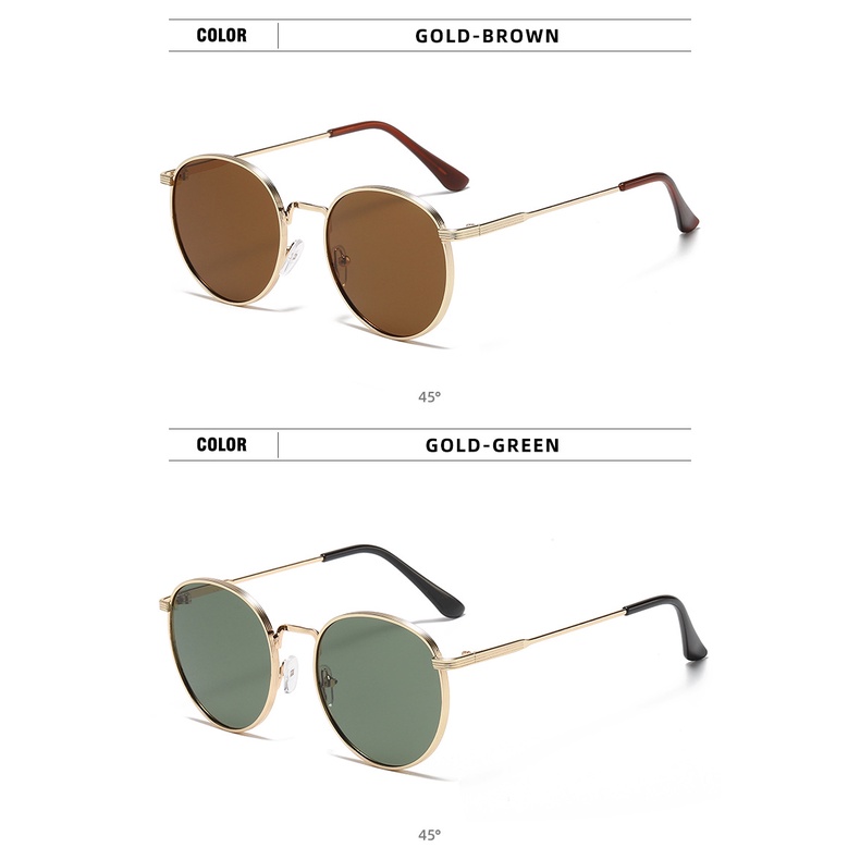 Kính Mát Gọng Oval Kim Loại Phong Cách Âu Mỹ Thời Trang Cho Nữ