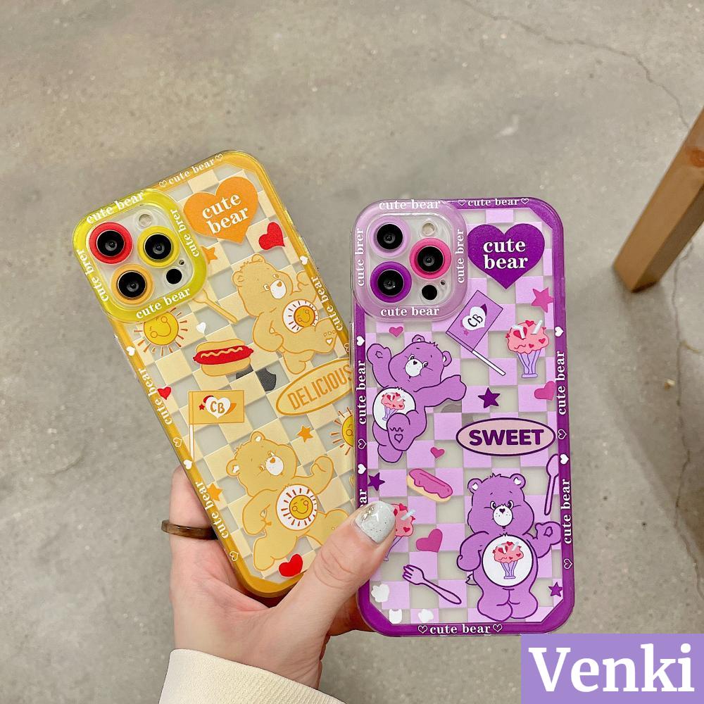 Ốp điện thoại TPU mềm khoét lỗ tỉ mỉ in hình gấu màu kẹo cho iPhone Plus XR Pro 11 Max 12 7 XS 7/8/S pro Plus/8 X/XS