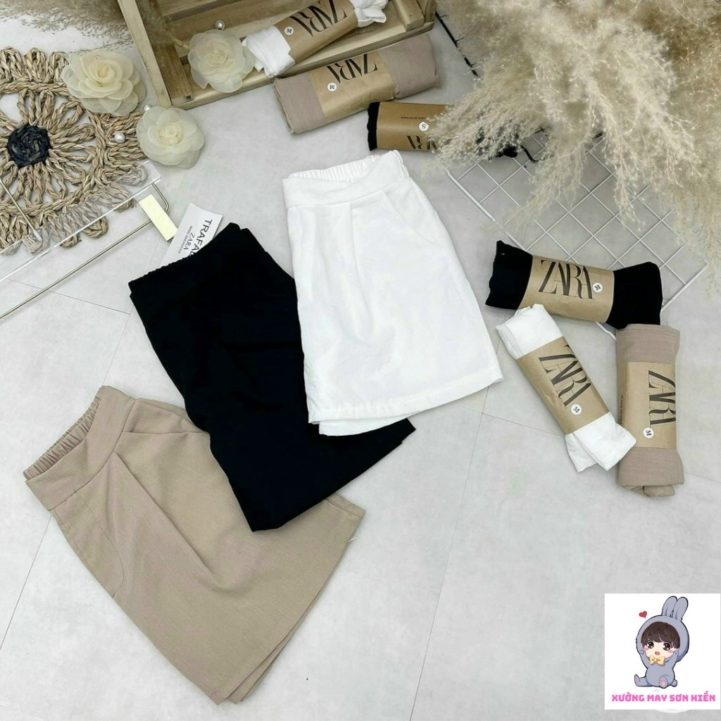 Quần short đũi ❤️ FreeShip ❤️ Quần sooc nữ ống rộng cạp chun MSZR