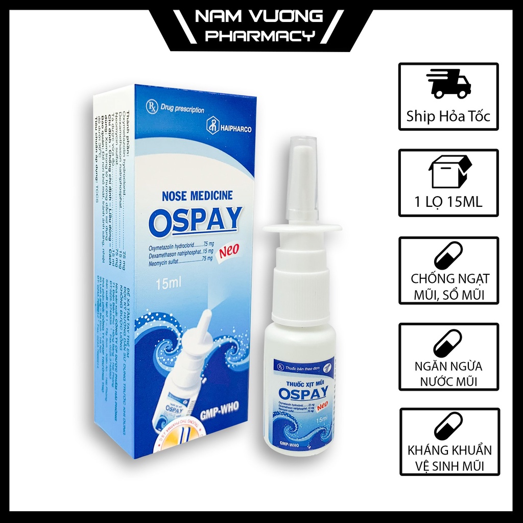 Ospay Neo - Nước xịt chống ngạt mũi, sổ mũi ngăn ngừa nước mũi, kháng khuẩn