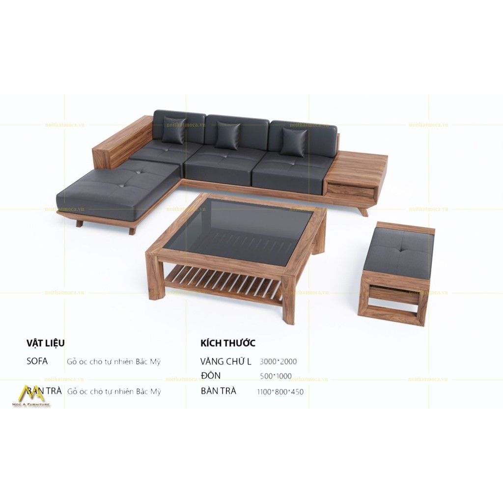 Sofa gỗ Óc chó SF030 cao cấp