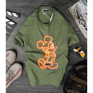 Áo thun Uniqlo VNXK vải cotton 4 chiều 3 màu in logo dạ quang hình chuột