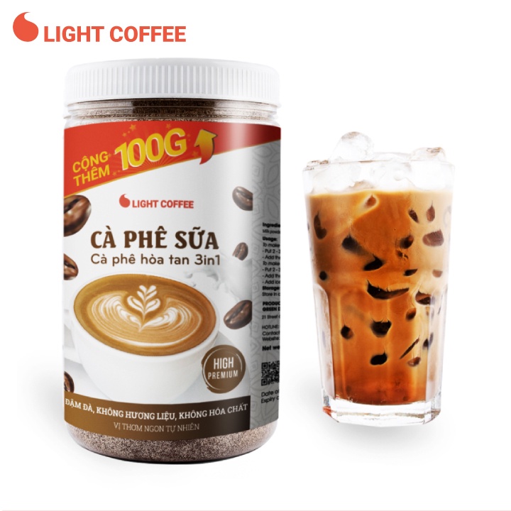 [Mã BMBAU50 giảm 7% đơn 99K] Cà phê sữa hòa tan 3in1 Light Coffee không hương liệu, vị cà phê đậm đà - Hủ 600gr