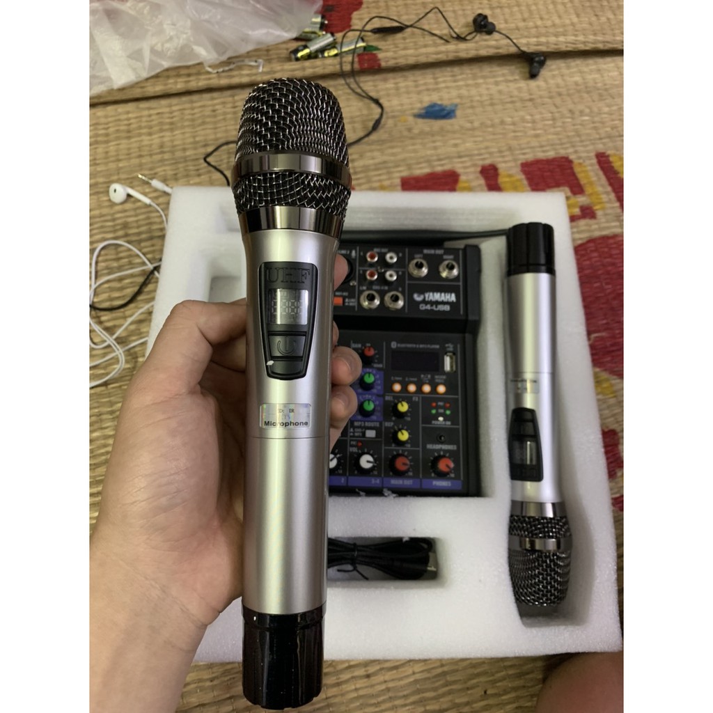 ☢️MẠI DÔ☢️ Bộ Mixer Yamaha G4 USB - Mixer Chuyên Karaoke, Livestream, Thu Âm Cao Cấp - Tặng Kèm 2 Micro Không Dây