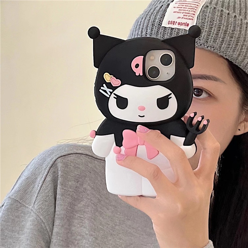 SANRIO Dễ Thương Ốp Điện Thoại Silicon Mềm In Hình kuromi Cho iphone 15 14 13 12 11 pro max xs xr x xsmax