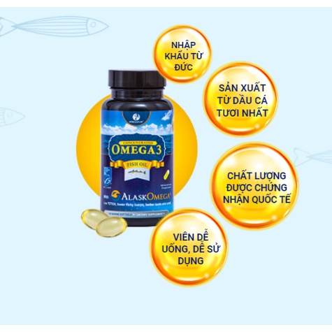 VIÊN DẦU CÁ OMEGA  ALASKOMEGA®3 FISH OIL  (100 viên) (SẢN XUẤT TẠI ĐỨC) SẢN PHẨM CỦA VITA SIGNATURE  omega3