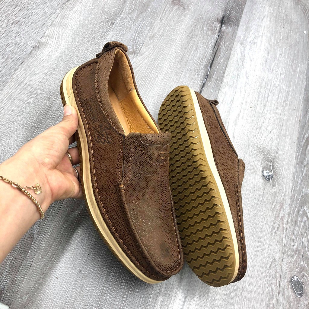 Giầy lười nam da thật hàn quốc đế cao su 2020 HT686
