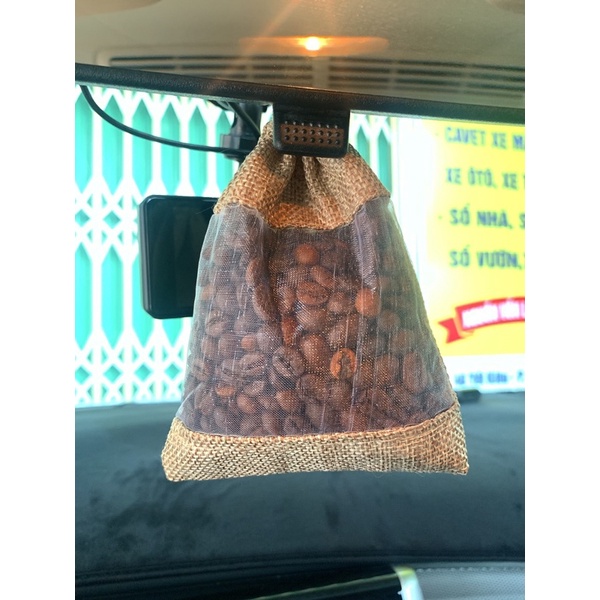Túi thơm đựng hạt cafe treo xe, phòng, khử mùi hiệu quả.