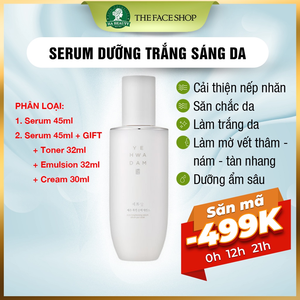 Serum dưỡng ẩm sáng trắng da phục hồi da The Face Shop Yehwadam Jeju Magnolia Pure Brightening Serum 45ml