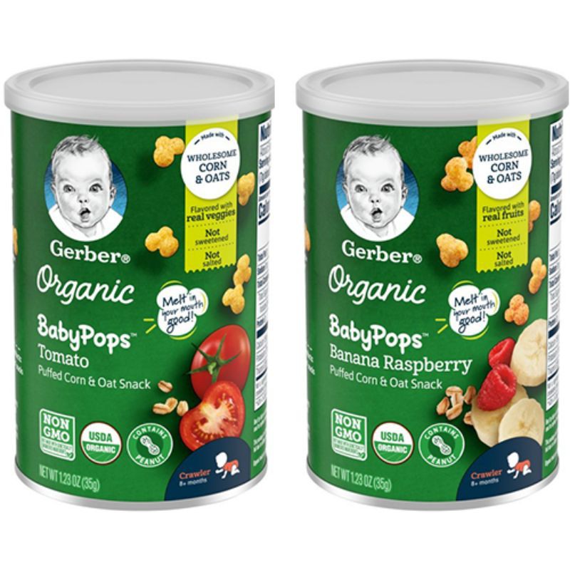 [Mã FMCGSALE15 giảm 8% đơn 500K] (Không SỮA) Bánh ngũ cốc vị đậu phộng Gerber Organic BabyPops