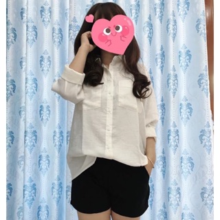 Sơ mi oversize đũi 2 túi