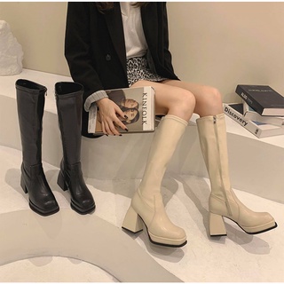 Giày bốt đùi ulzzang đế cao 9,5cm tôn dáng cá tính phong cách thời trang