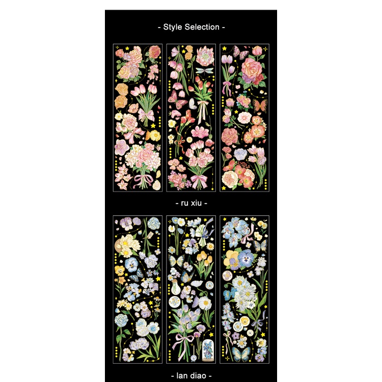 Bộ 3 Miếng Dán Trang Trí Sổ Tay/Nhật Ký Hình Hoa Dễ Thương DIY