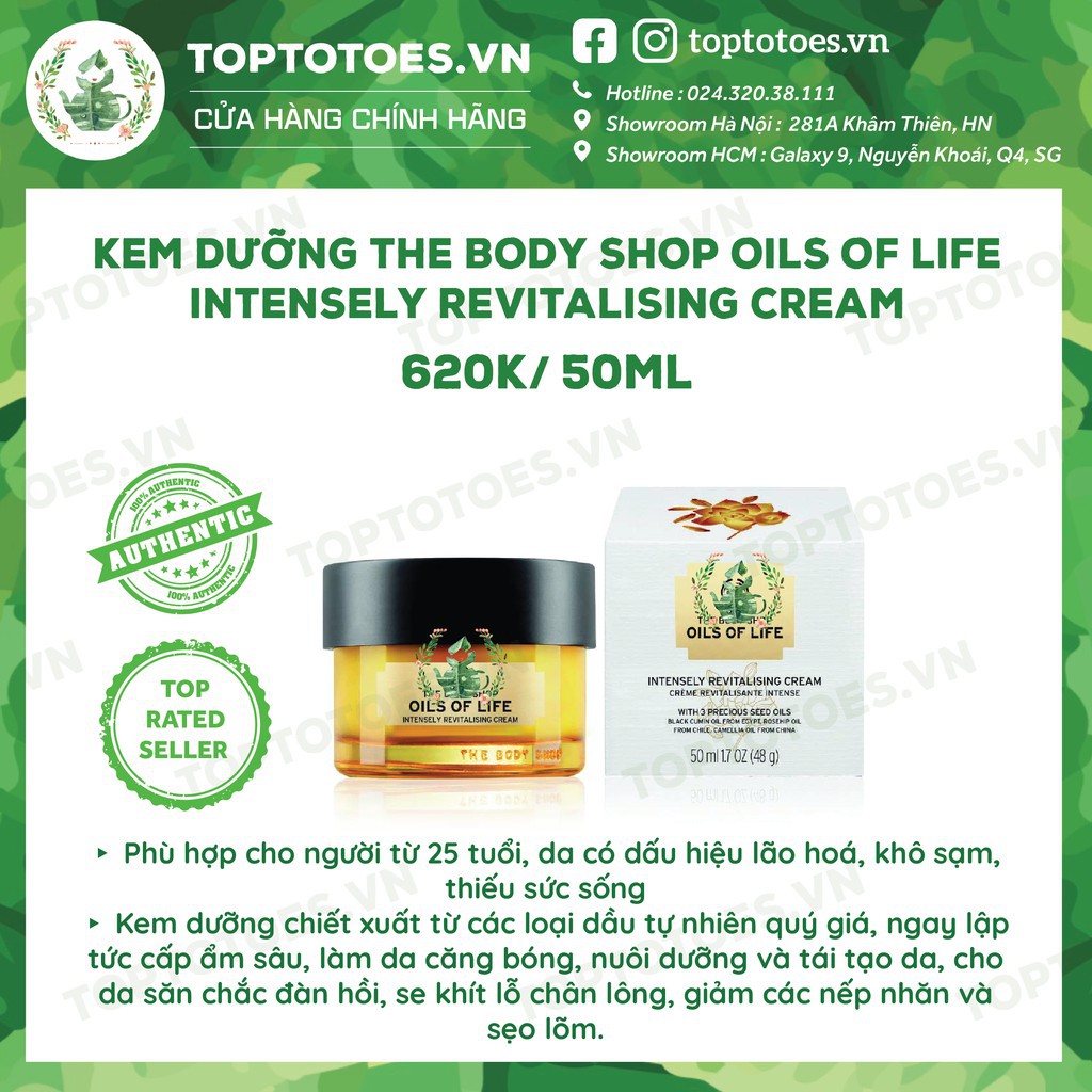 Bộ sản phẩm làm căng mọng và trẻ hoá da cao cấp OILS OF LIFE THE BODY SHOP essence, oil, serum, kem dưỡng