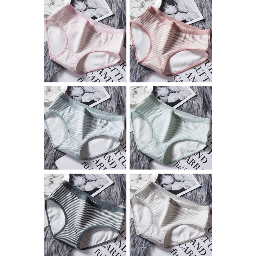 Quần lót nữ cotton kẻ kháng khuẩn thun lạnh dễ thương sexxy gợi cảm (6 màu) | BigBuy360 - bigbuy360.vn