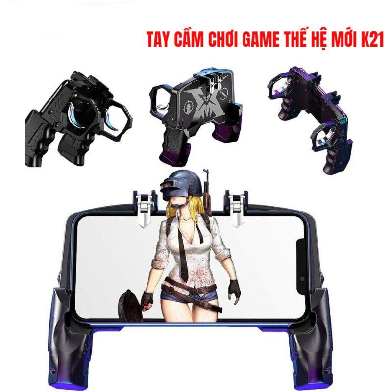 Tay cầm chơi game PUBG K21 Thông Minh - kèm nút bấm cho game PUBG, ROS, Free Fire ...