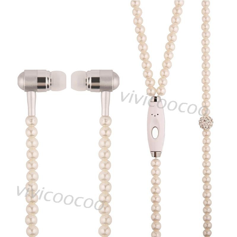 VIVI Pearl Necklace Earphone Stereo Wired Earphone Can be used for smartphone