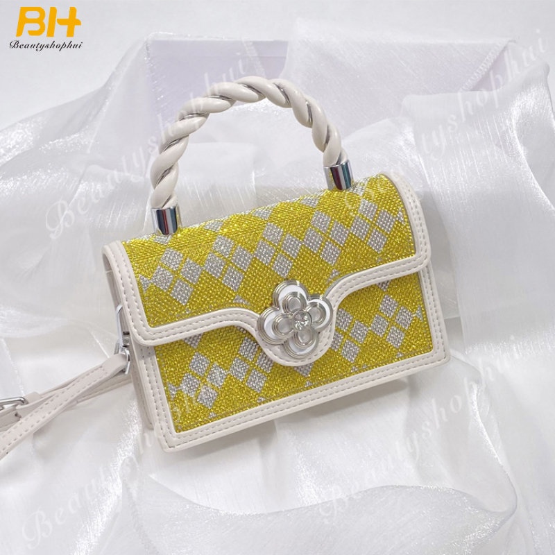Túi Đeo Chéo Hình Vuông Nhỏ Đính Kim Cương Giả Màu Cầu Vồng Mẫu Mới 2022 Thời Trang Cho Nữ