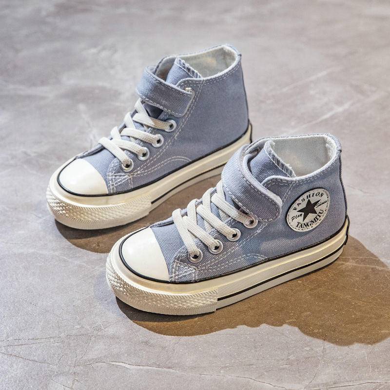 Giày Thể Thao Vải Canvas Cổ Cao Khóa Dán Cổ Điển Thời Trang Mùa Xuân Cho Bé Gái 5