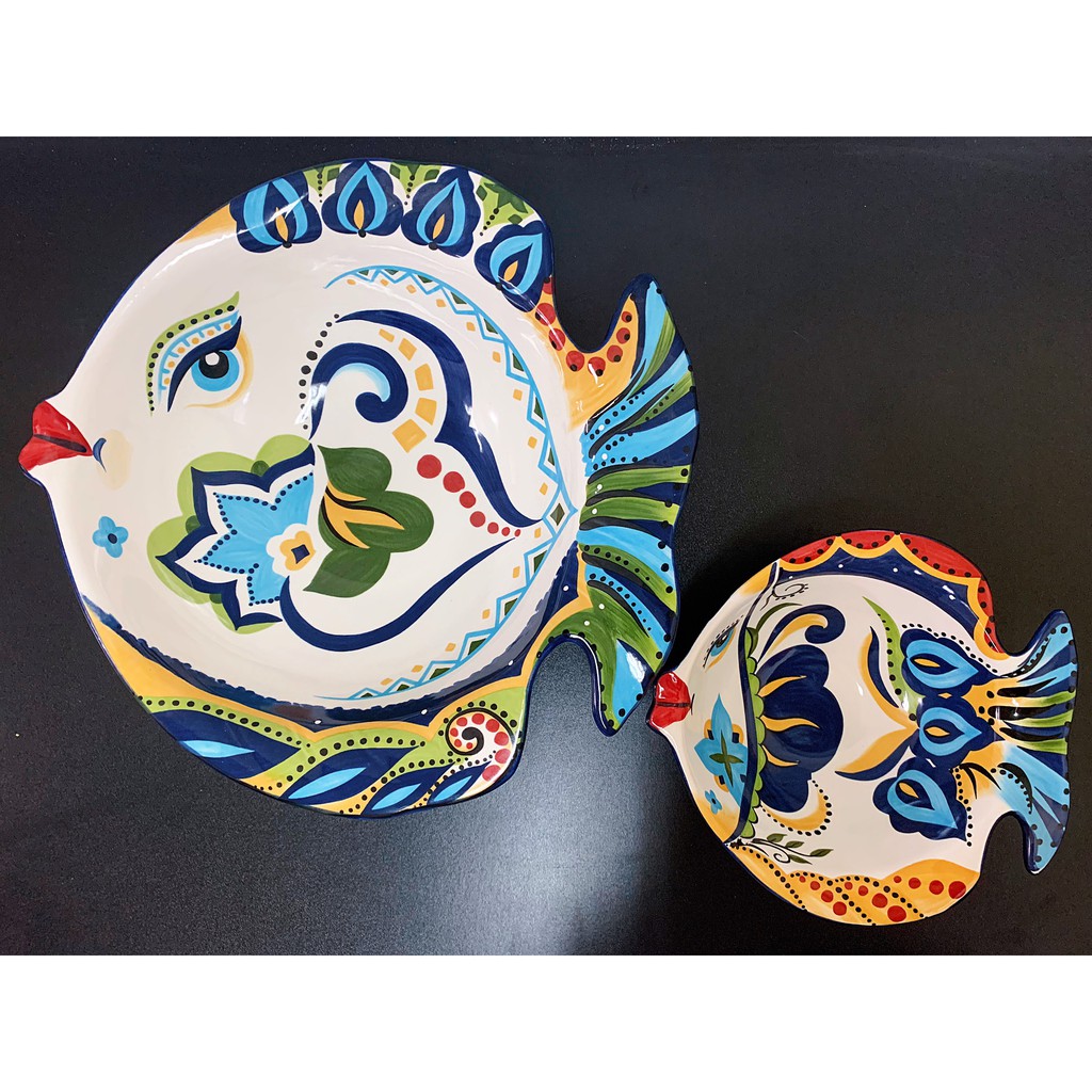 Bát sứ màu hình con cá, đĩa đậy bơ nhiều màu, phụ kiện bàn ăn 11.48