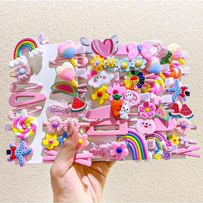 Set 14 Kẹp Tóc Hình Trái Cây Dễ Thương Cho Bé Gái