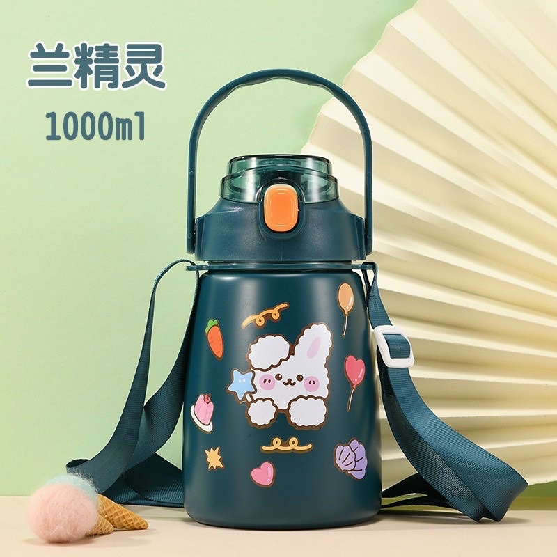 Bình giữ nhiệt có ống hút siêu cute tặng kèm sticker