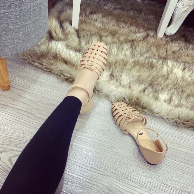 GIÀY SANDAL NỮ ĐẾ BỆT MŨI ĐAN RỌ THẮT NƠ