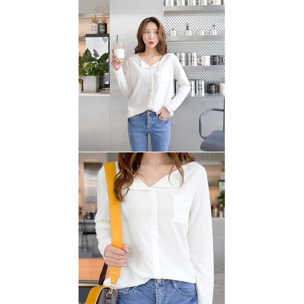 (Hàng Order 3 -7 ngày) T-shirt dài tay cổ bẻ thời trang phong cách Hàn Quốc | BigBuy360 - bigbuy360.vn