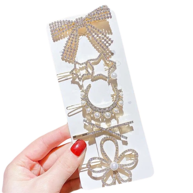 Kẹp Tóc Cá Sấu Đính Đá / Ngọc Trai Giả Thời Trang Đi Biển Cho Nữ