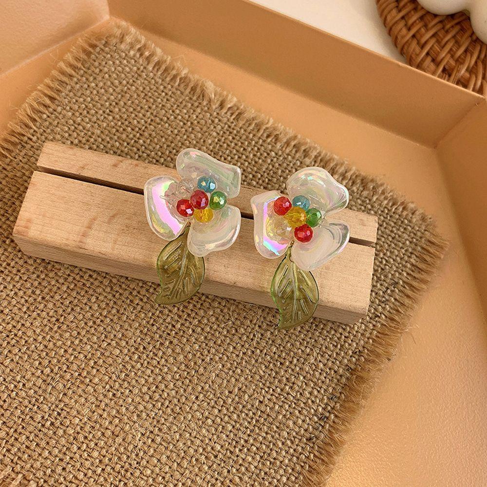 Khuyên Tai Dáng Dài Hình Hoa Chất Liệu Acrylic Phong Cách Hàn Quốc