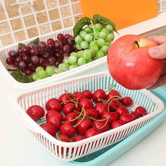 Giá đựng hoa quả 2 lớp hình chữ nhật NỘI ĐỊA NHẬT BẢN