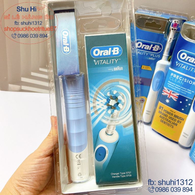 Bàn chải đánh răng điện vitality oral b braun úc người lớn, trẻ em oralb trai - gái, đầu bàn chải thay thế các loại