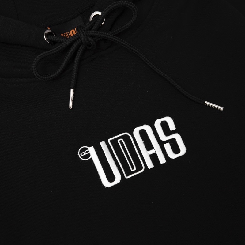 Áo Hoodie chân cua UDAS unisex dành cho nam và nữ có mũ form rộng BASIC - Đen