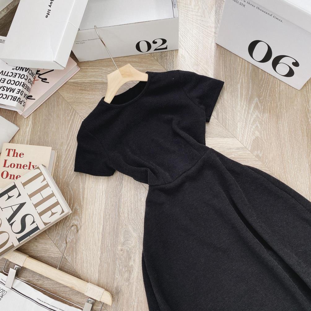 Đầm maxi cổ tròn tay ngắn hở lưng dáng xoè , váy nữ dáng dài xuất xịn | BigBuy360 - bigbuy360.vn