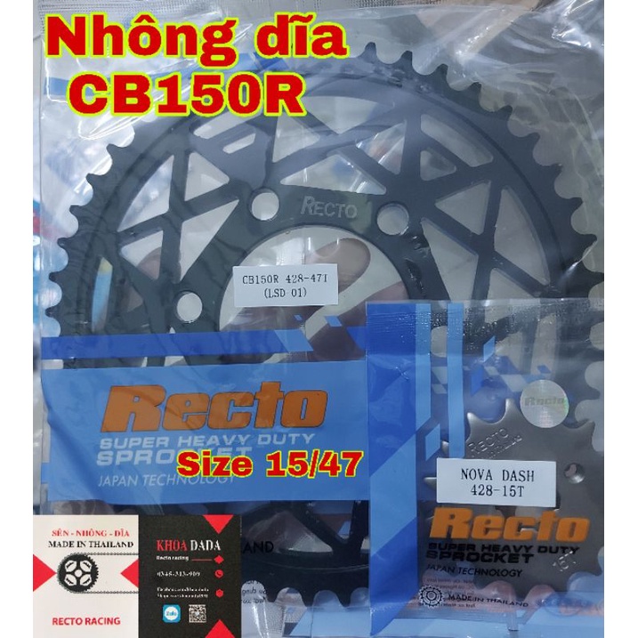 Nhông dĩa CB150R Recto, size zin 15/47, thái lan