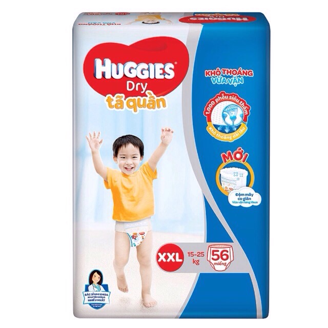 Tã Quần Huggies L68 / XL62 / XXL56 lưng thun đệm mây mới