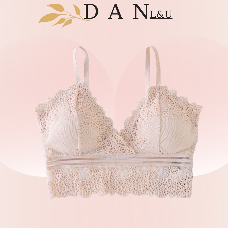 Áo Ngực Ren Hai Dây Độn Mút Mỏng 2 Quây Gợi Cảm DAN L&amp;U  A821