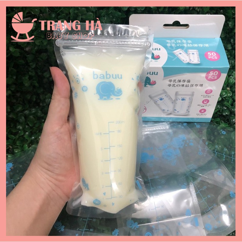 𝑺𝑰𝑬̂𝑼 𝑲𝑯𝑼𝒀𝑬̂́𝑵 𝑴𝑨̣𝑰HỘP 50 TÚI TRỮU SỮA MẸ BABUU 250ML