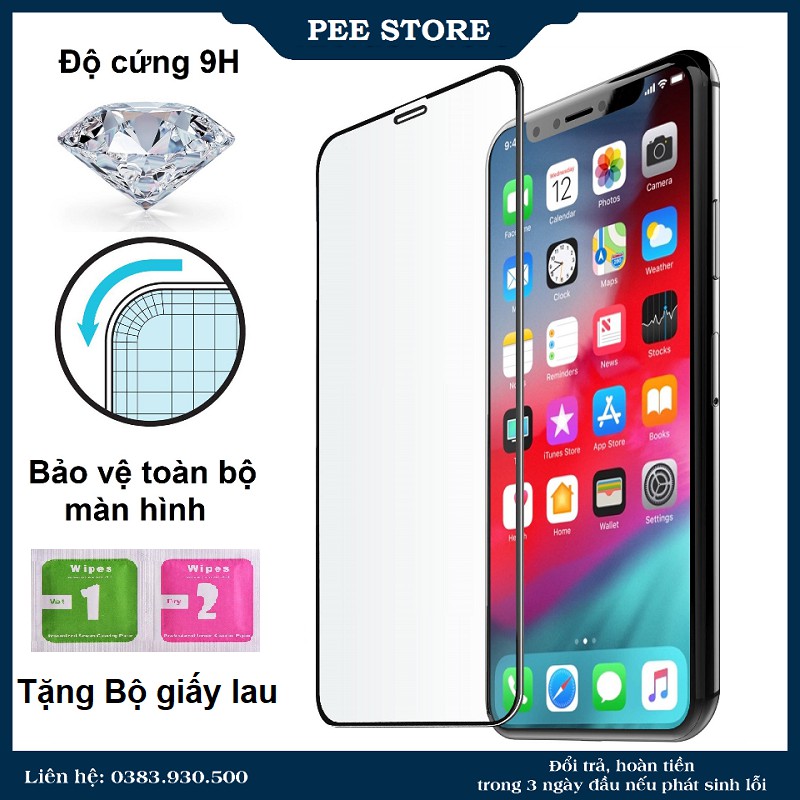 Kính cường lực iphone 9H Full 6/6plus/6s/6splus/7/7plus/8/8plus/x/xr/xsmax/11/12/pro/promax - Pee Store