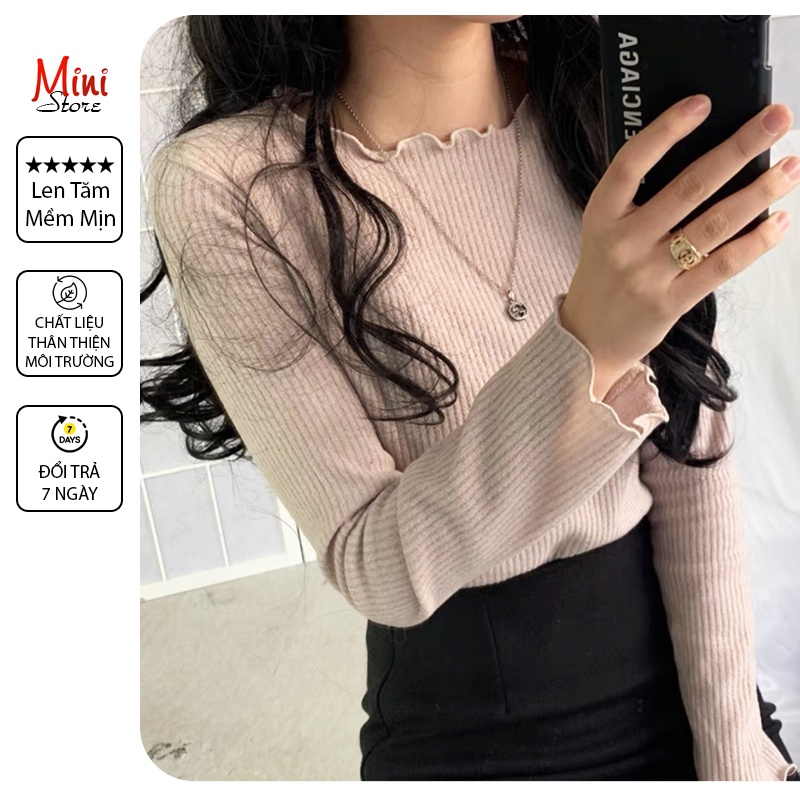 Áo len tăm cổ tròn viền nhún mềm mại - Hót 2022 | BigBuy360 - bigbuy360.vn