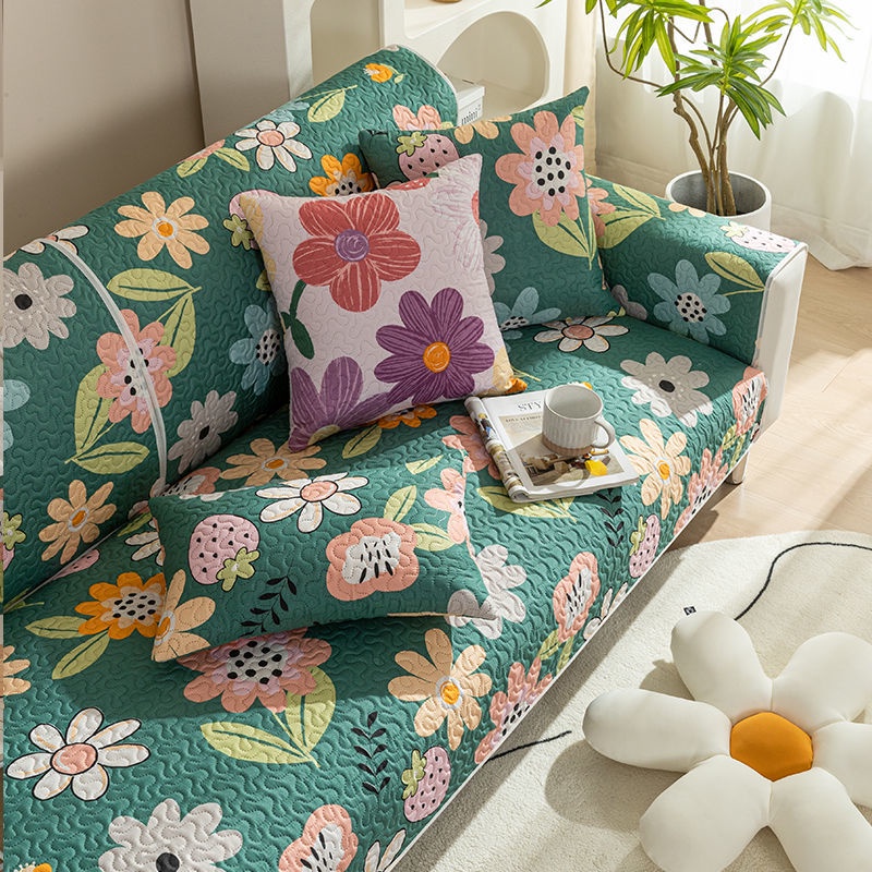 Vỏ Bọc Đệm Ghế Sofa Chống Trượt In Họa Tiết Hoa Đơn Giản Thông Dụng Trang Trí Nhà Cửa