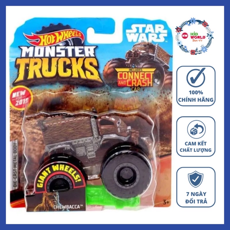 Xe mô hình Hot Wheels Monster Trucks Connect and Crash Car Giant Wheels Star Wars Chewbacca GGT47.