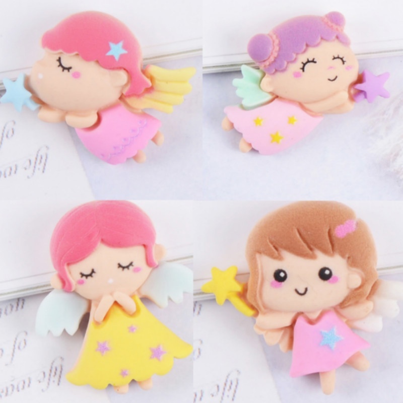 Set 10 Miếng Nhựa Phẳng Hình Thiên Thần Dễ Thương Trang Trí Cài Tóc